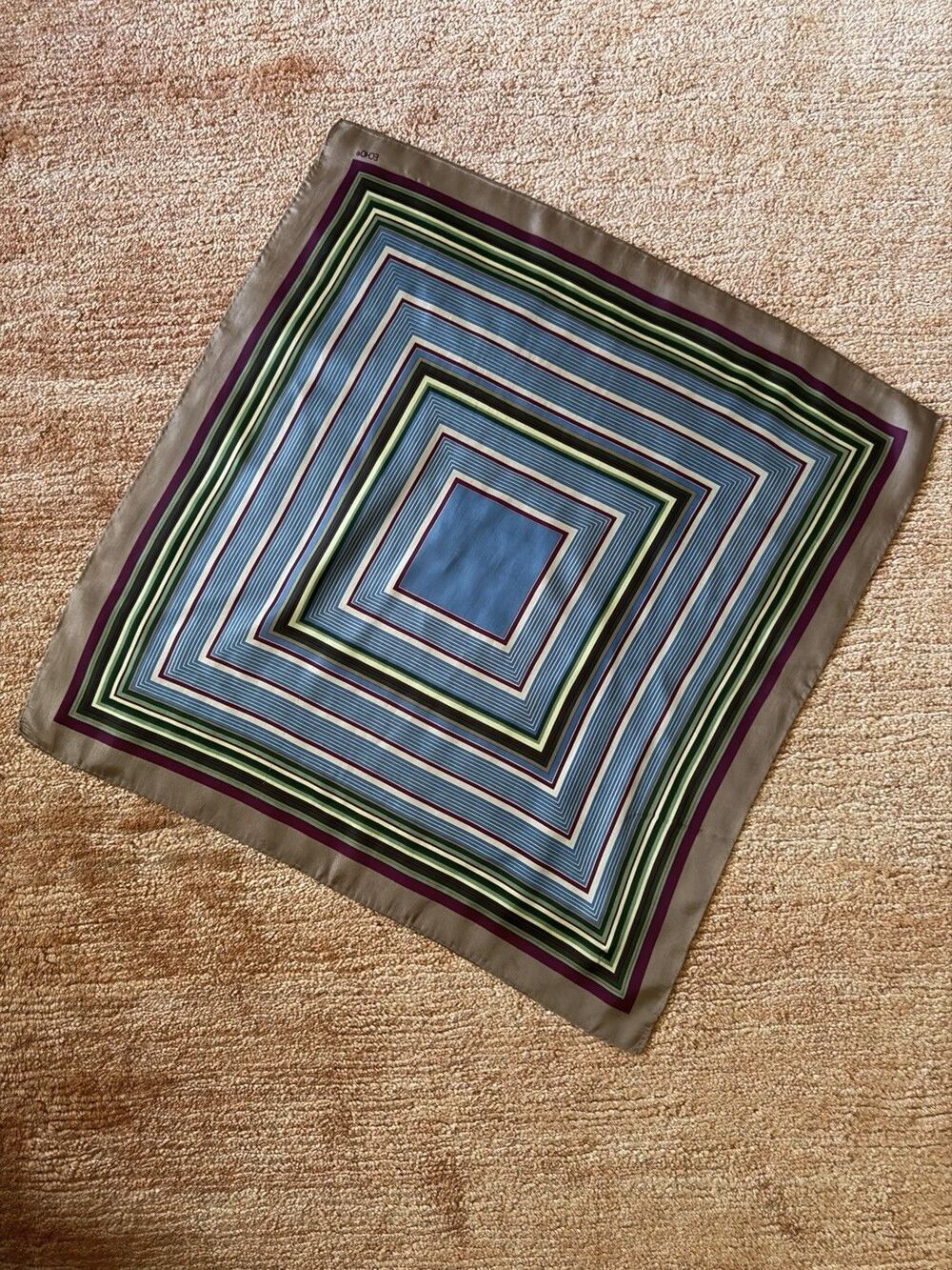 Echo Silk Blend Geometric Square Scarf Made in Japan